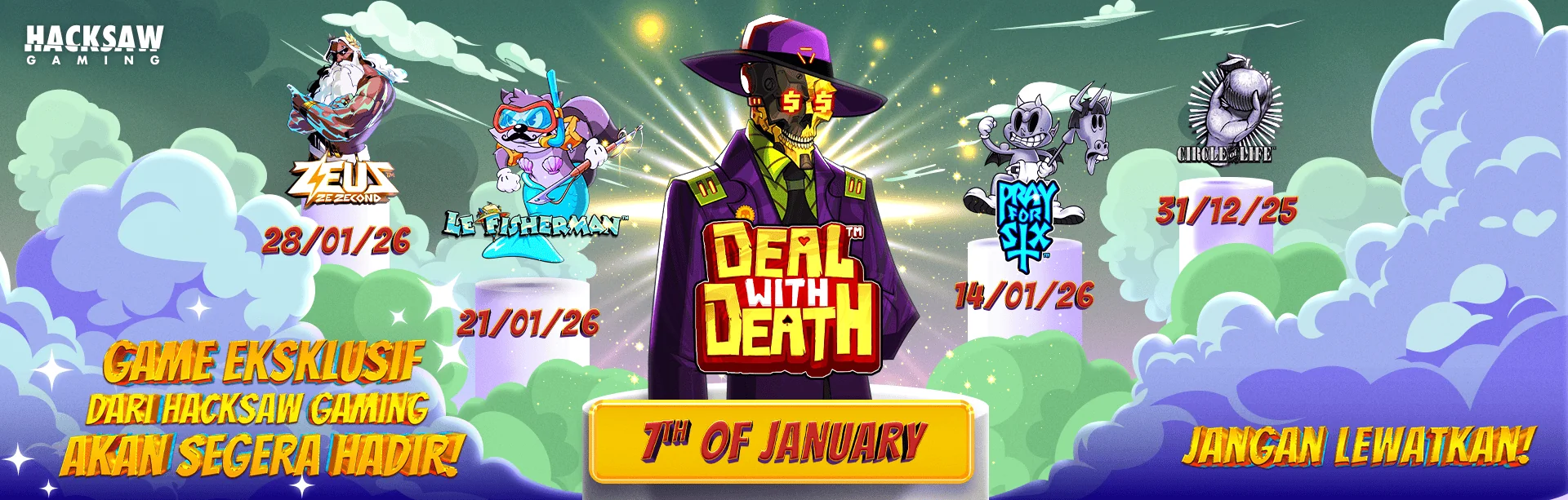 HACKSAW - DEAL WITH DEATH GAME PROMO BANNER